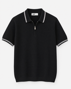 Dune Half-Zip Polo — Onyx Black flat lay