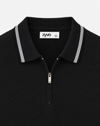 Dune Half-Zip Polo — Onyx Black detail