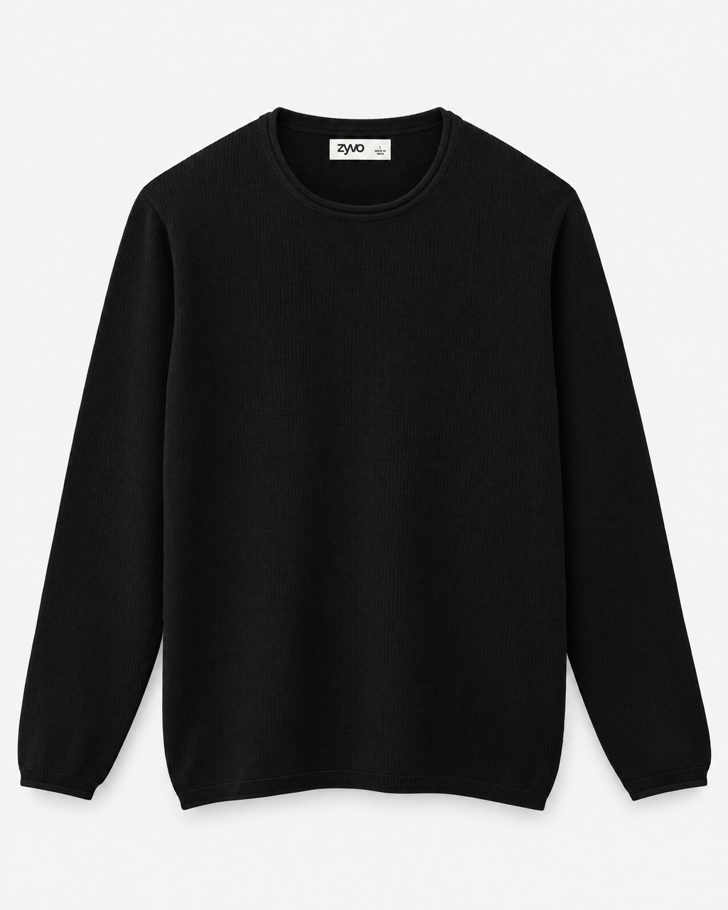 Drift Long-Sleeve Knit Tee — Onyx Black flat lay