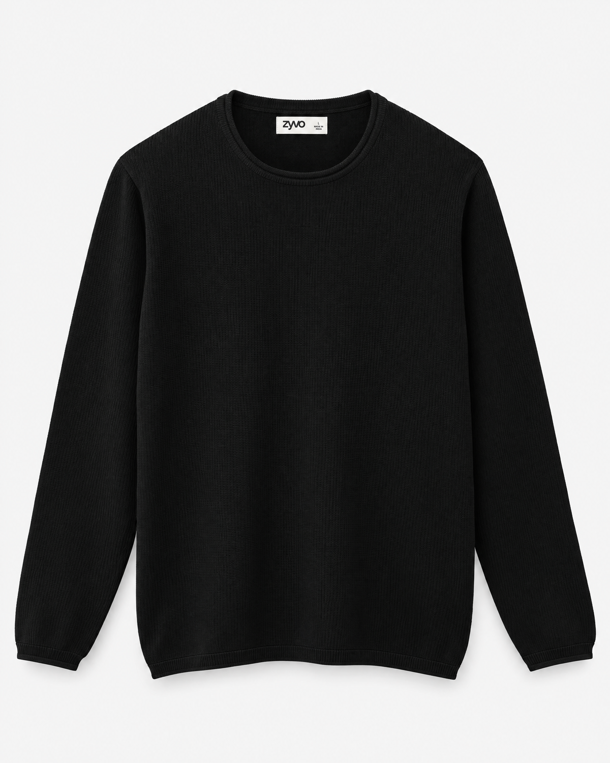 Drift Long-Sleeve Knit Tee — Onyx Black flat lay
