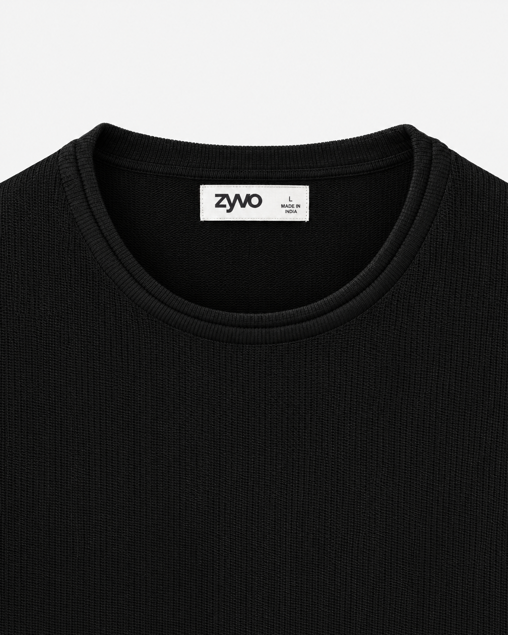 Drift Long-Sleeve Knit Tee — Onyx Black detail