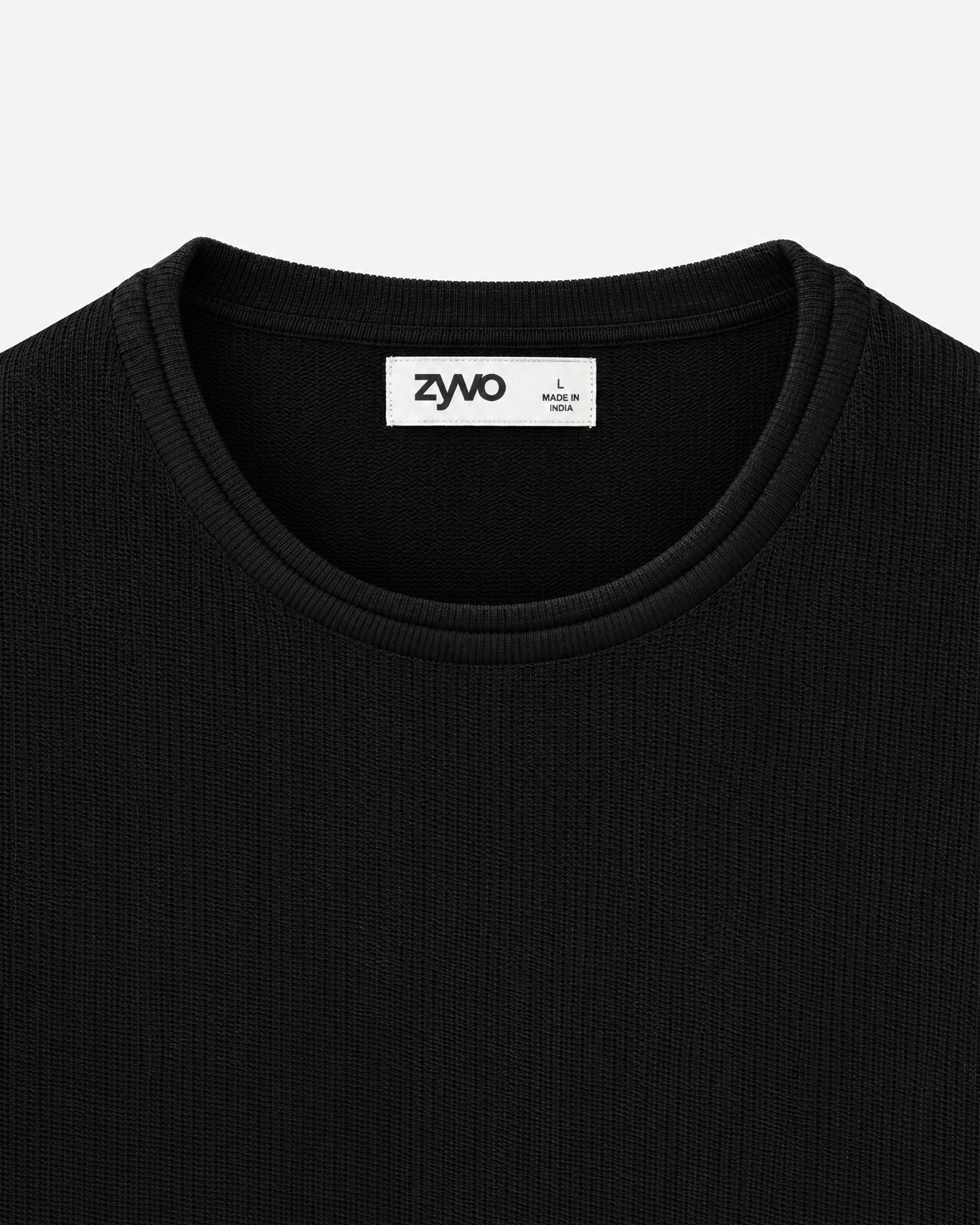 Drift Long-Sleeve Knit Tee — Onyx Black detail