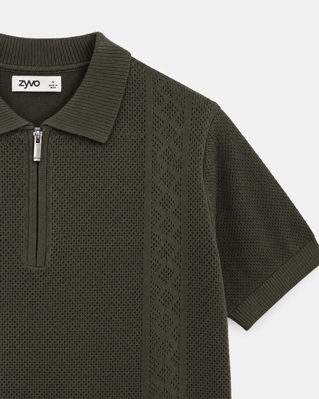 Mesa Half-Zip Polo — Field Olive detail