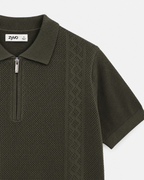 Mesa Half-Zip Polo — Field Olive detail