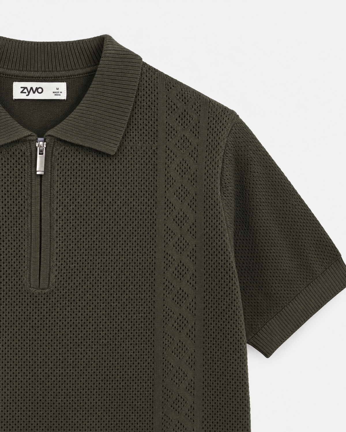 Mesa Half-Zip Polo — Field Olive detail