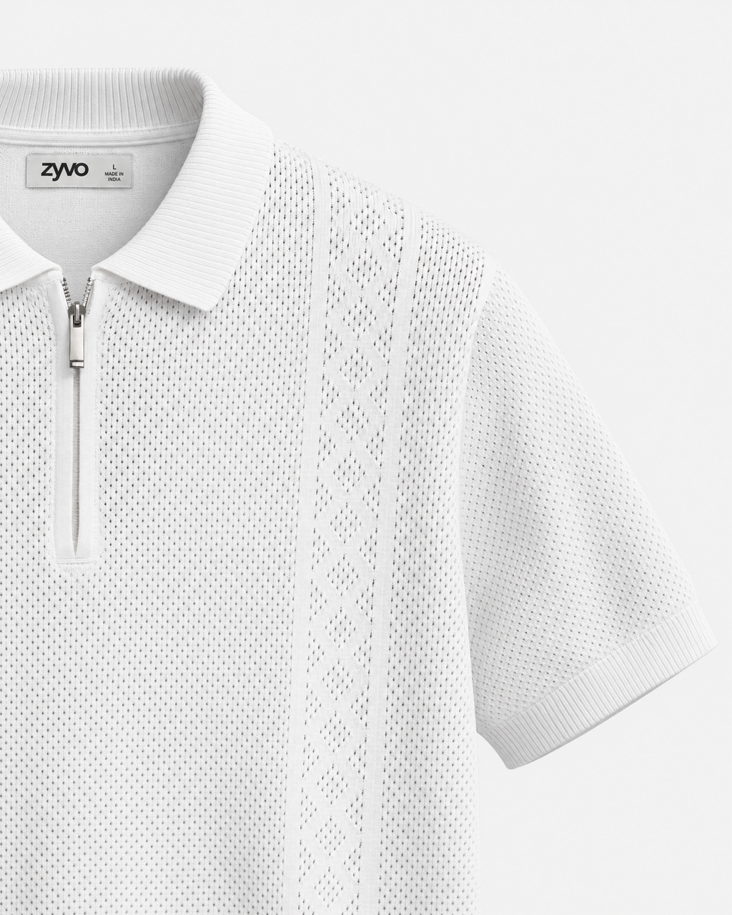 Mesa Half-Zip Polo — Ivory White detail