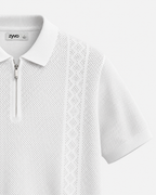 Mesa Half-Zip Polo — Ivory White detail