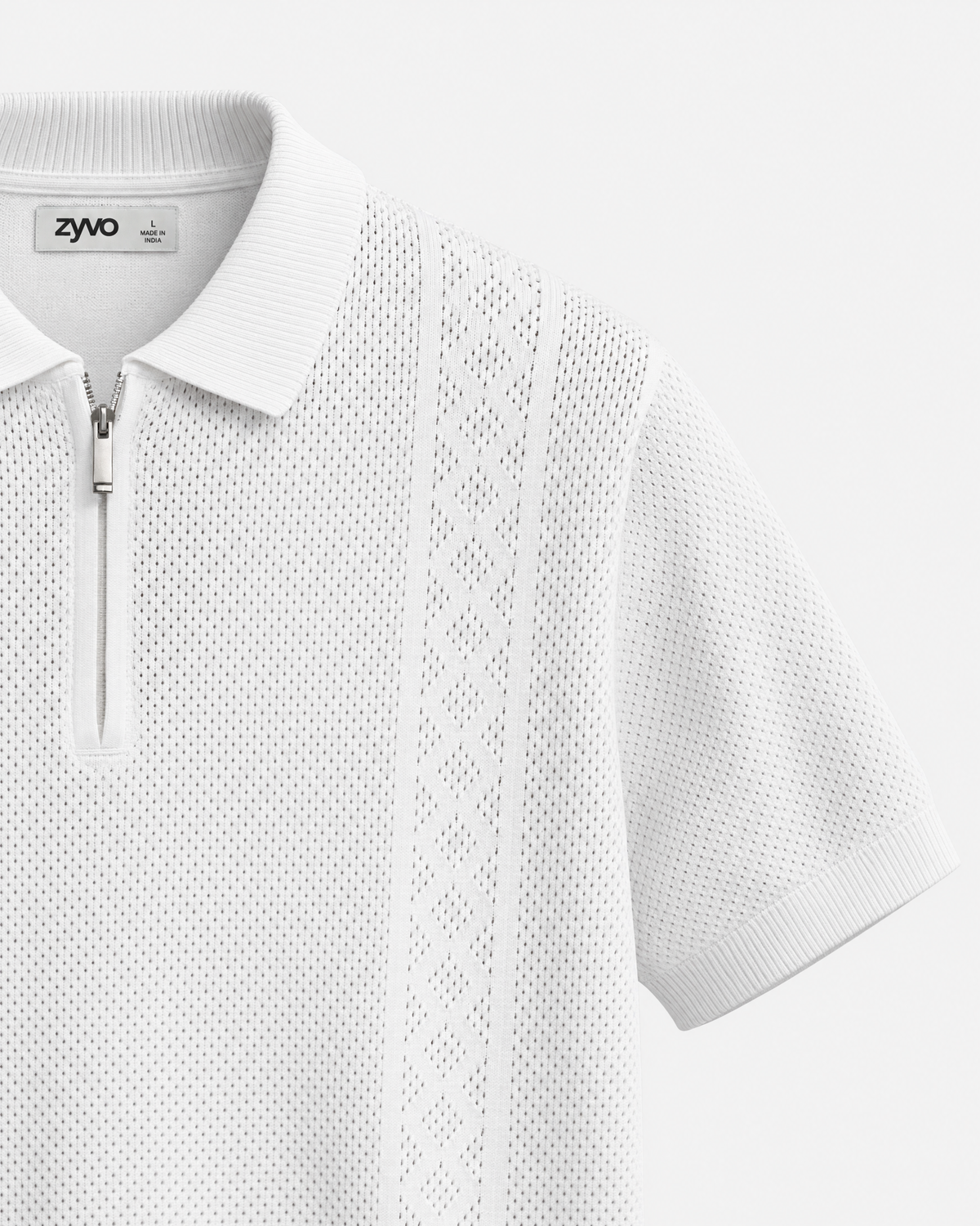 Mesa Half-Zip Polo — Ivory White detail