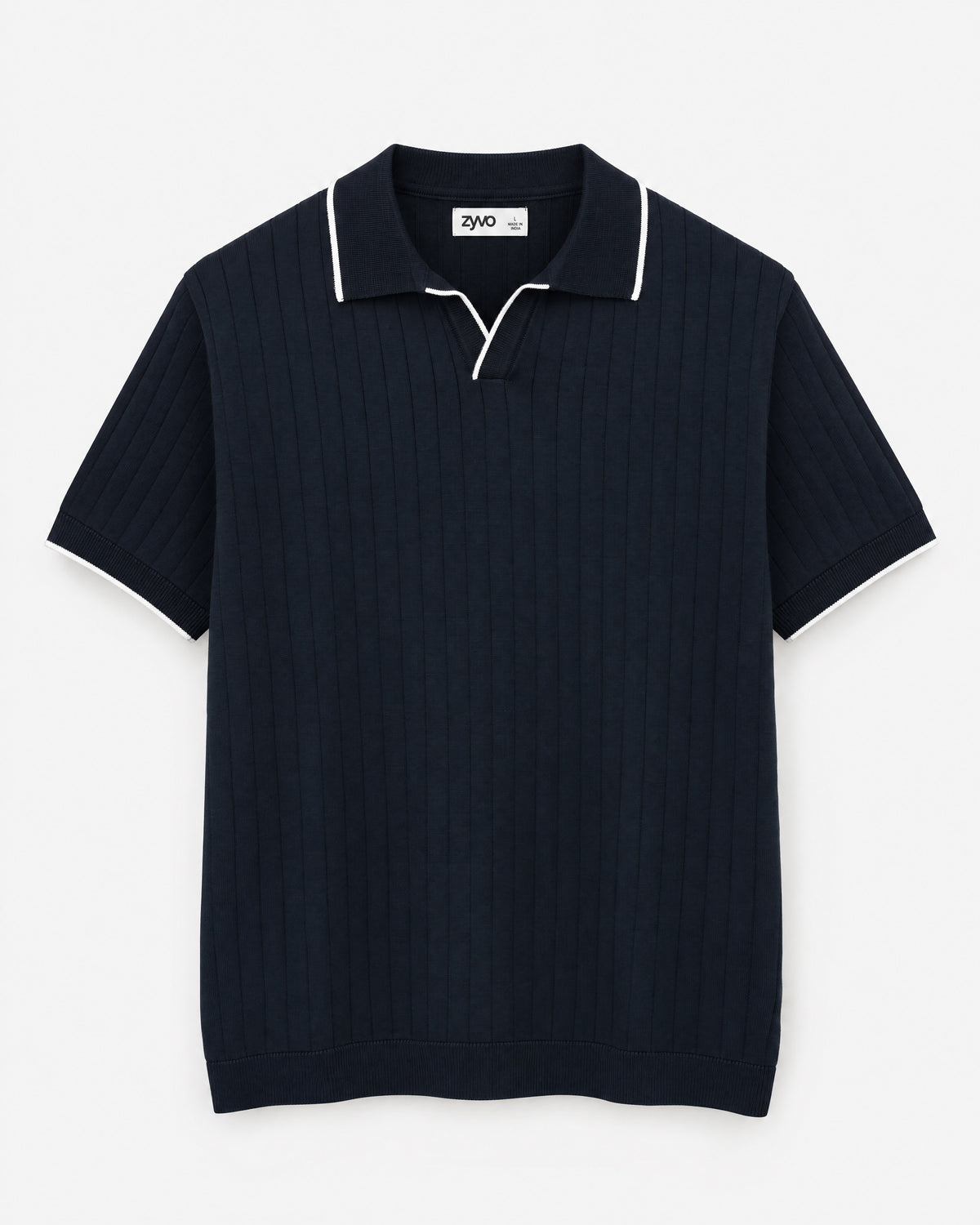 Ridge Johnny Collar Polo — Midnight Navy flat lay