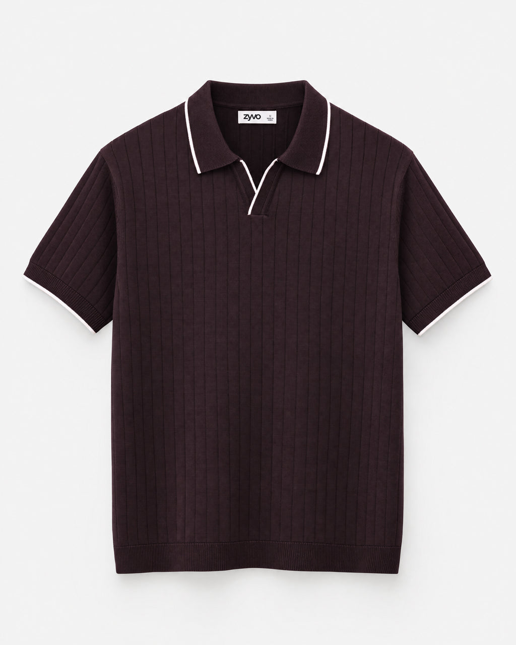 Ridge Johnny Collar Polo — Oxblood Wine flat lay