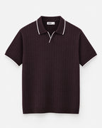 Ridge Johnny Collar Polo — Oxblood Wine flat lay