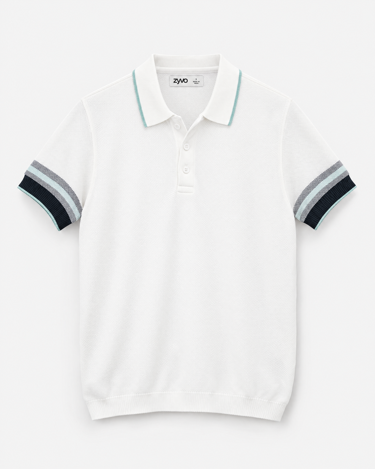 Bay Knit Polo — Ivory White flat lay