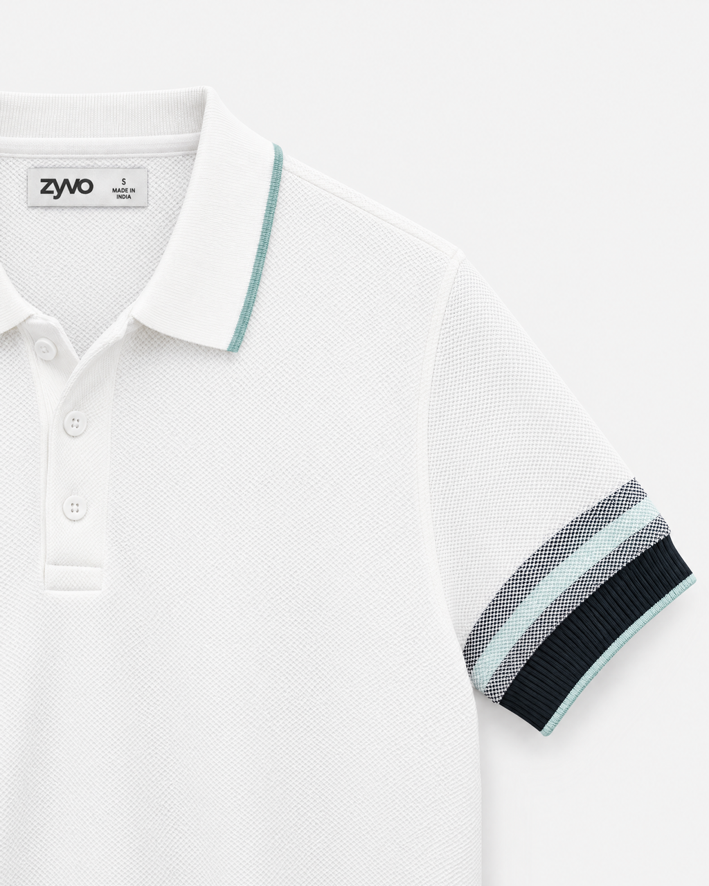 Bay Knit Polo — Ivory White detail