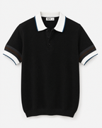 Bay Knit Polo — Onyx Black flat lay