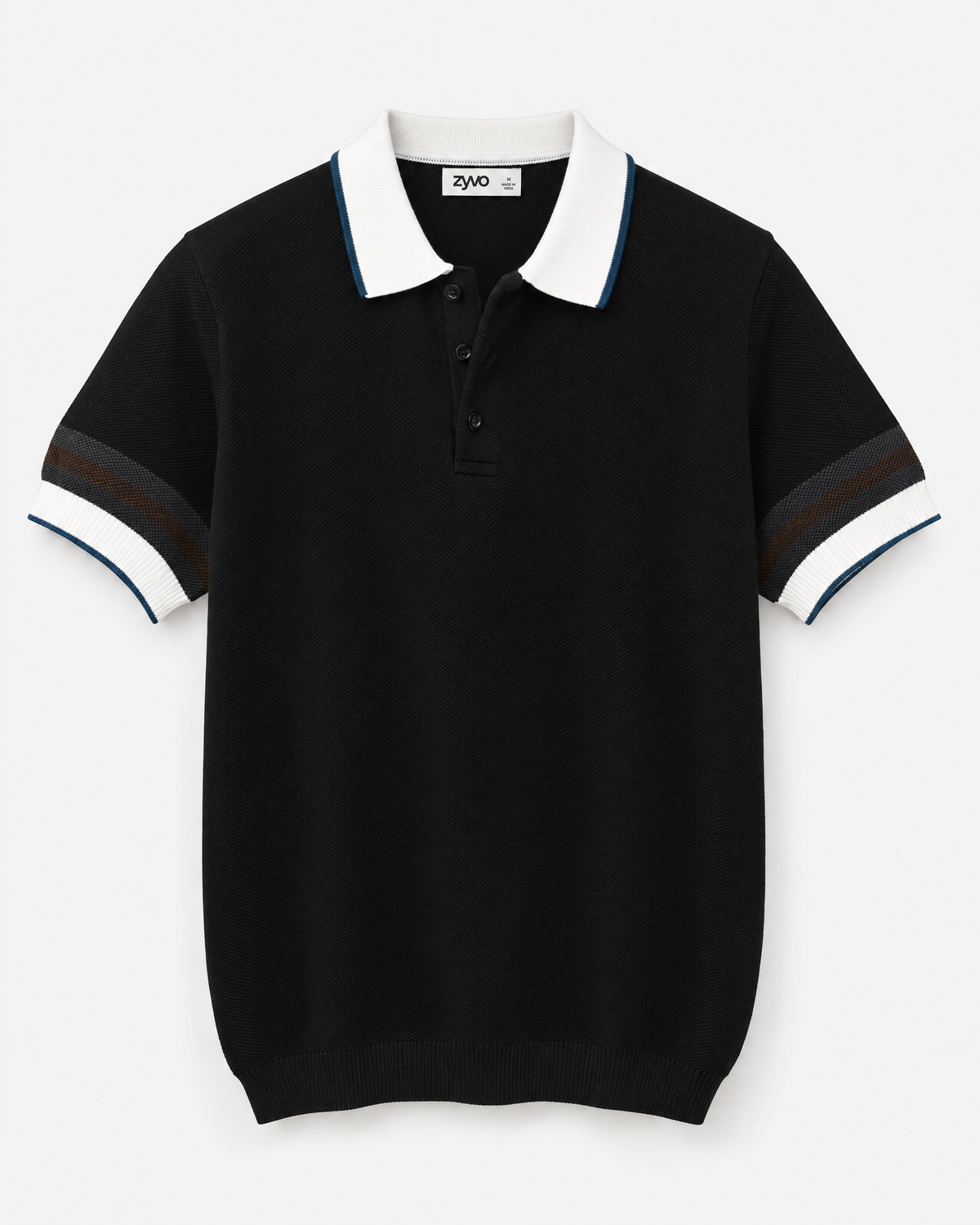 Bay Knit Polo — Onyx Black flat lay