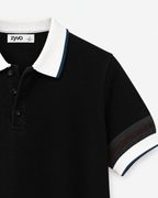 Bay Knit Polo — Onyx Black detail
