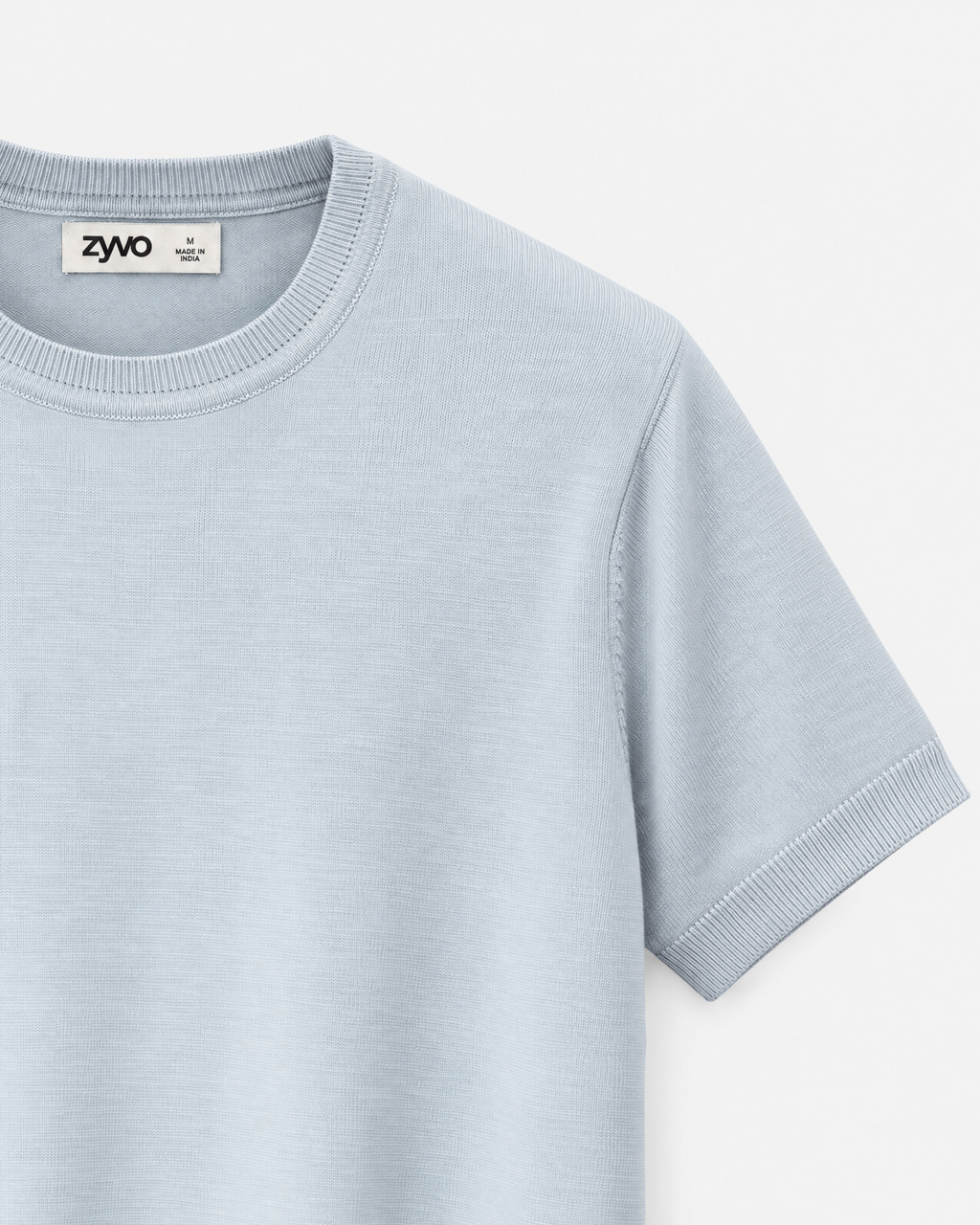Sol Knit Tee — Coastal Sky detail