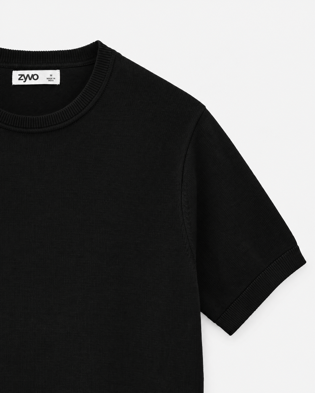 Sol Knit Tee — Onyx Black detail