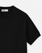 Sol Knit Tee — Onyx Black detail