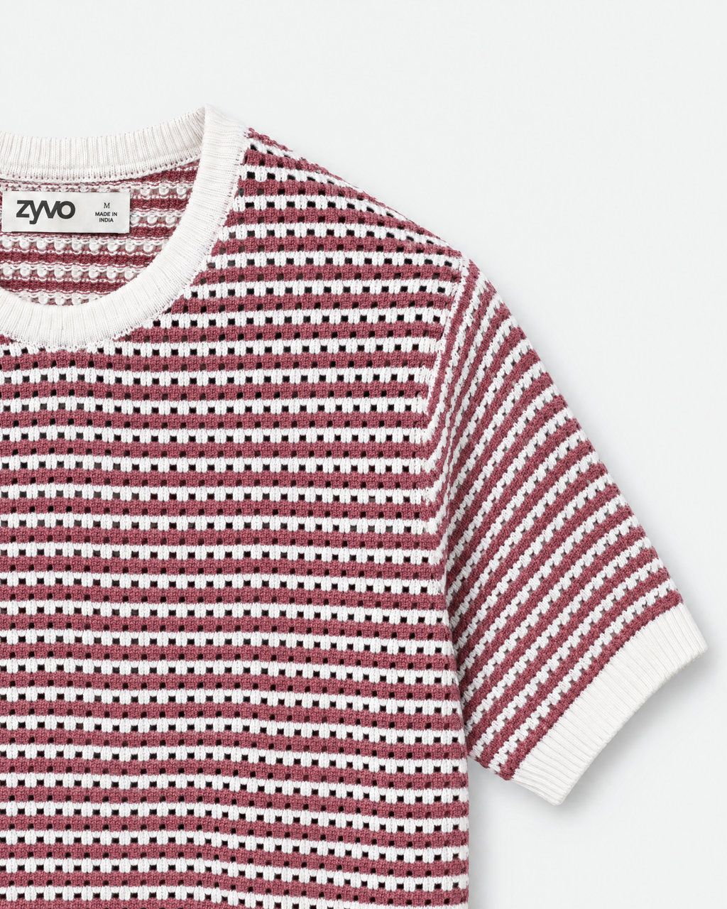 Delta Knit Tee — Ivory Coral detail