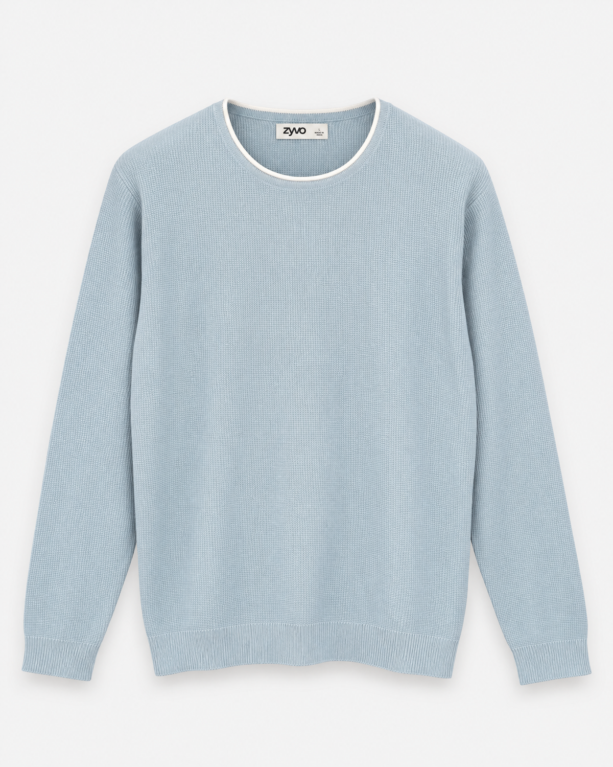 Cove Long-Sleeve Knit Tee — Coastal Sky flat lay