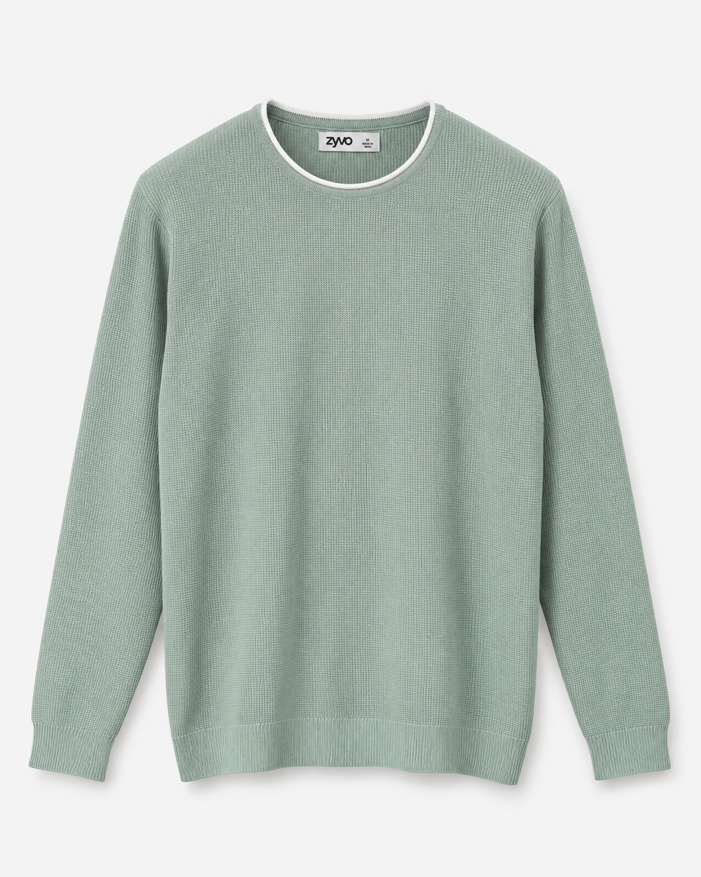 Cove Long-Sleeve Knit Tee — Pistachio Green flat lay