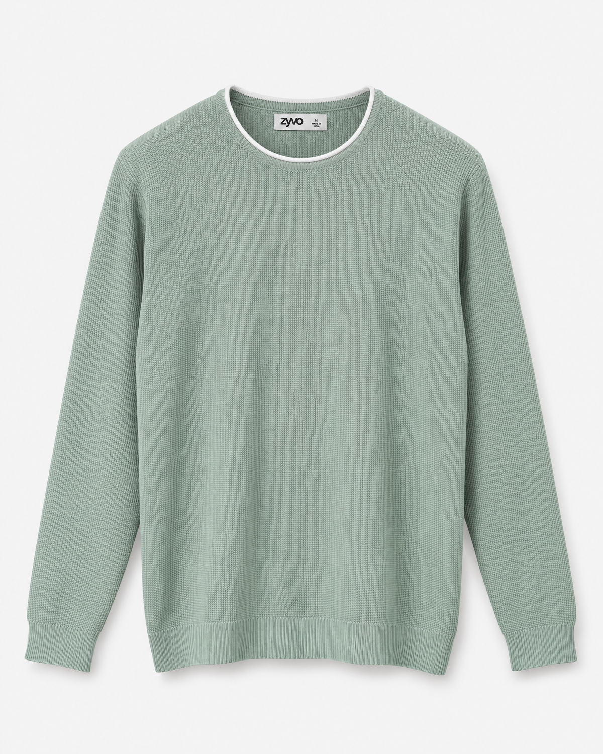 Cove Long-Sleeve Knit Tee — Pistachio Green flat lay