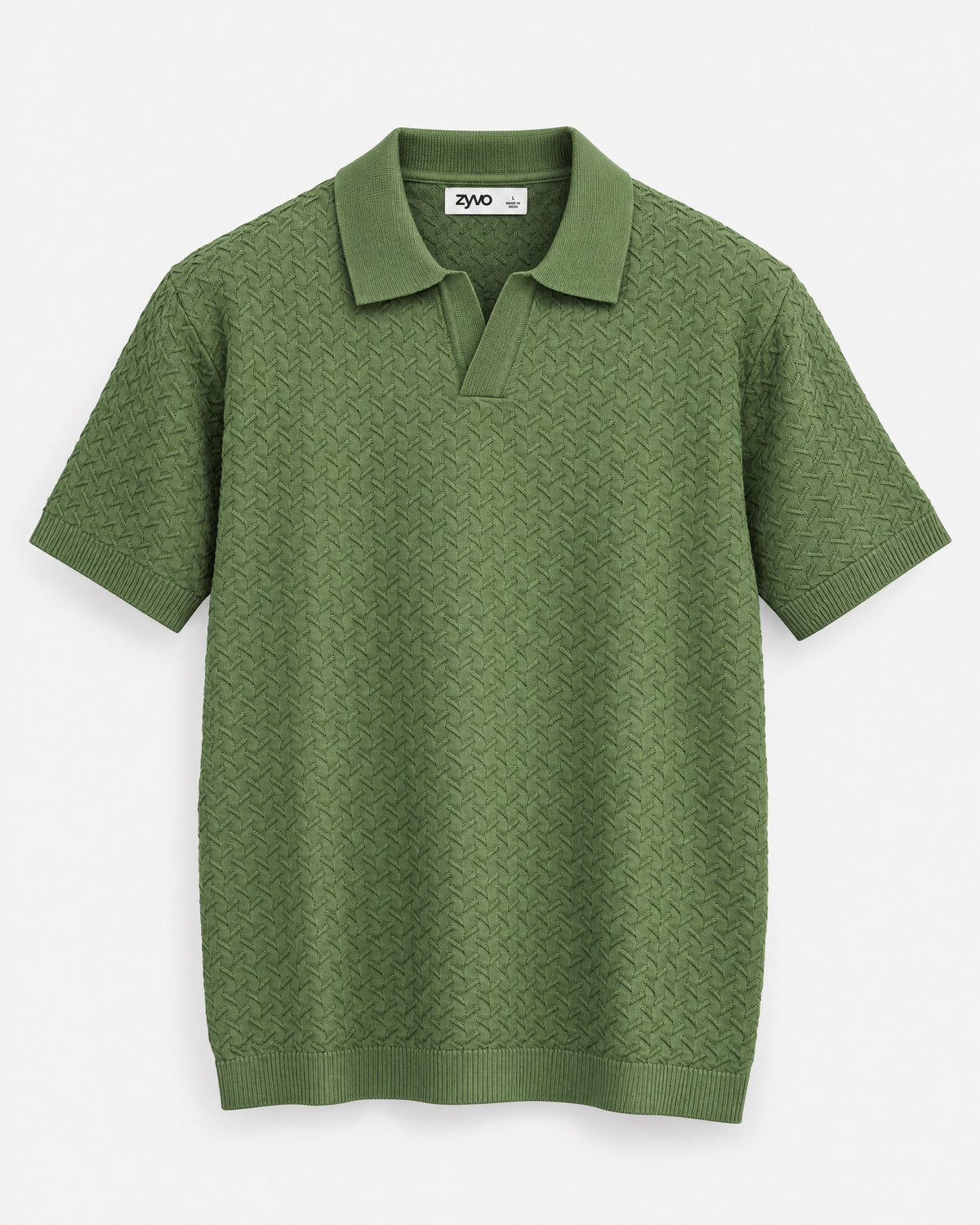 Inlet Johnny Collar Polo — Fern Green flat lay