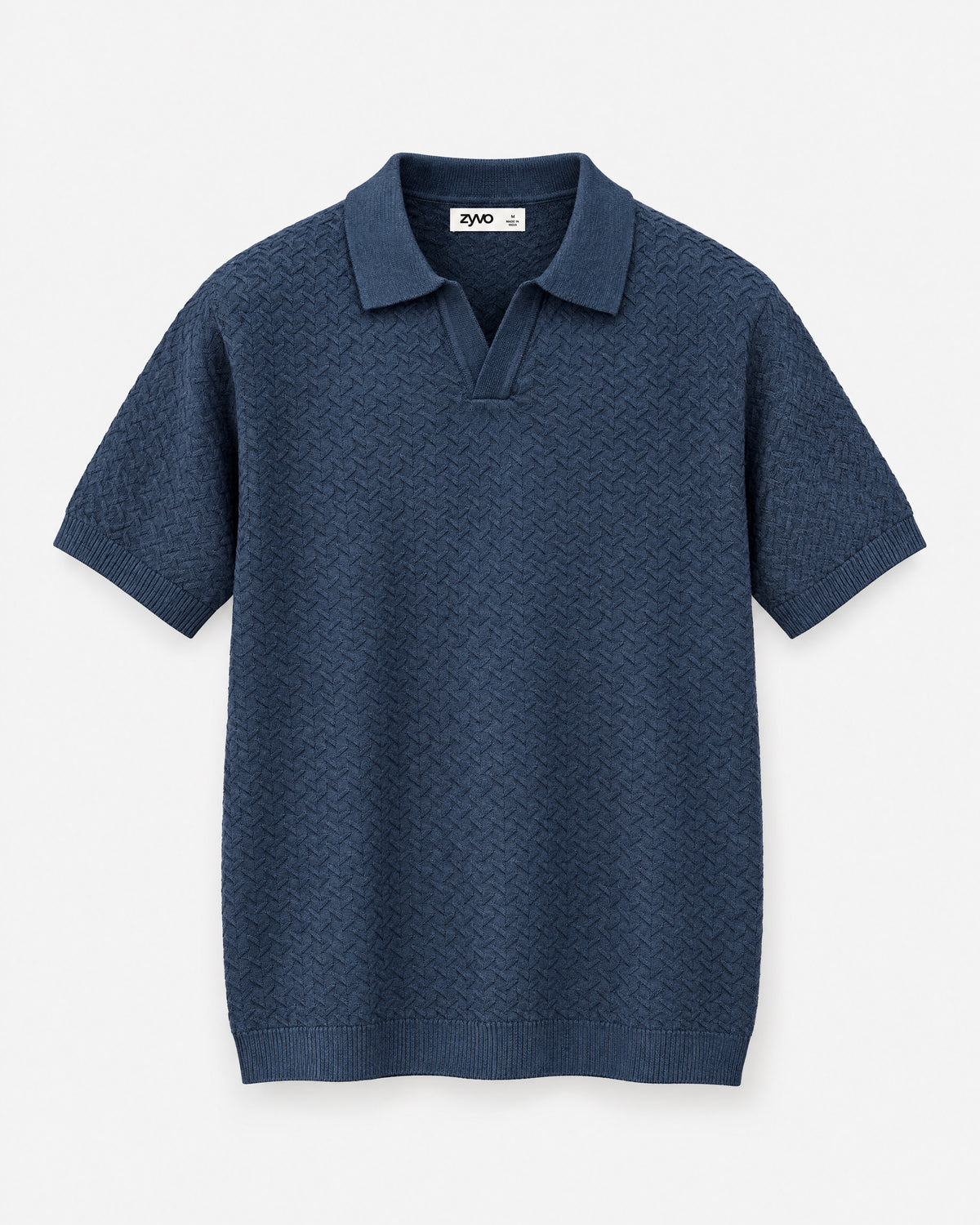 Inlet Johnny Collar Polo — Indigo Denim flat lay