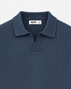 Inlet Johnny Collar Polo — Indigo Denim detail